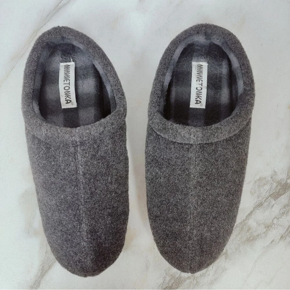 Minnetonka Men's Corbin Slides Slippers, Grey, Sz 12